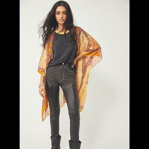 Free People Patchwork Burnout Velvet Kimono